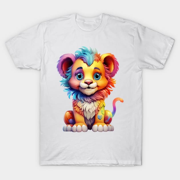 Rainbow Baby Lion T-Shirt by Chromatic Fusion Studio